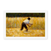Georges Seurat's 'The Mower' painting reproduced as a rolled canvas print