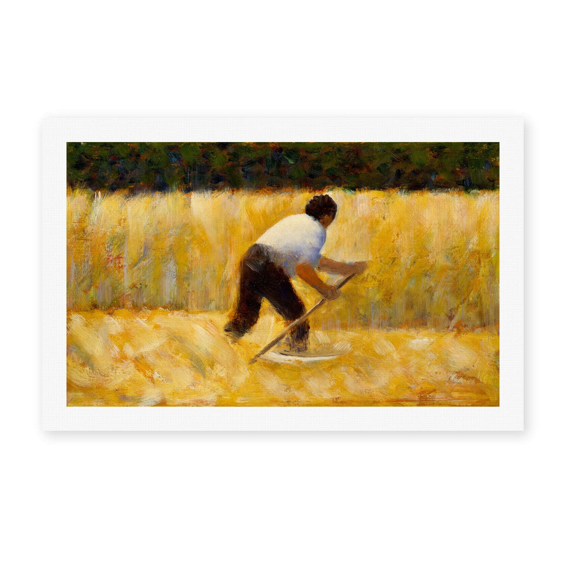 Georges Seurat's 'The Mower' painting reproduced as a rolled canvas print