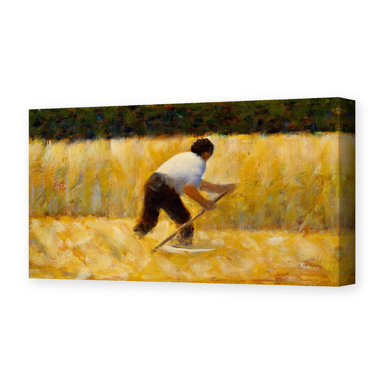 Georges Seurat's 'The Mower' painting reproduced as a gallery-wrapped canvas print