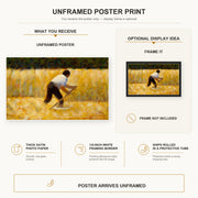 Georges Seurat - The Mower poster print size comparison and framing display infographic