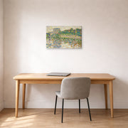 Gallery-wrapped canvas print of Georges Seurat's The Seine at Courbevoie displayed on a wall in a office