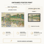 Georges Seurat - The Seine at Courbevoie poster print size comparison and framing display infographic