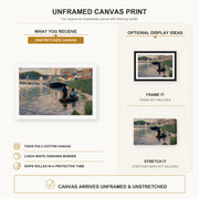 Georges Seurat - View of the Seine canvas print size comparison and framing display infographic