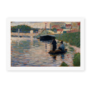 Georges Seurat's 'View of the Seine' painting reproduced as a rolled canvas print