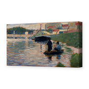 Georges Seurat's 'View of the Seine' painting reproduced as a gallery-wrapped canvas print