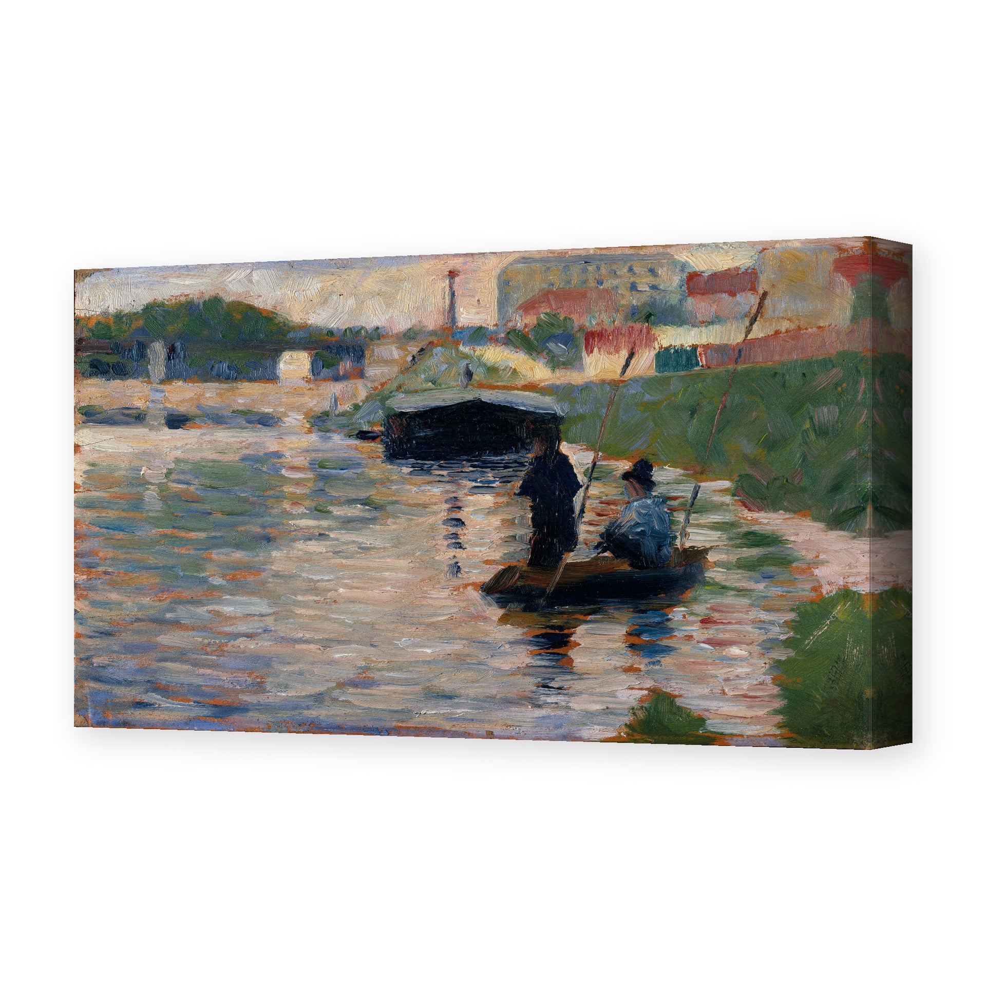 Georges Seurat's 'View of the Seine' painting reproduced as a gallery-wrapped canvas print