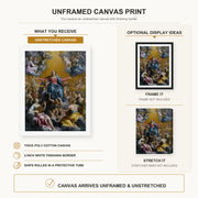 Guido Reni - The assumption of the Virgin Mary canvas print size comparison and framing display infographic