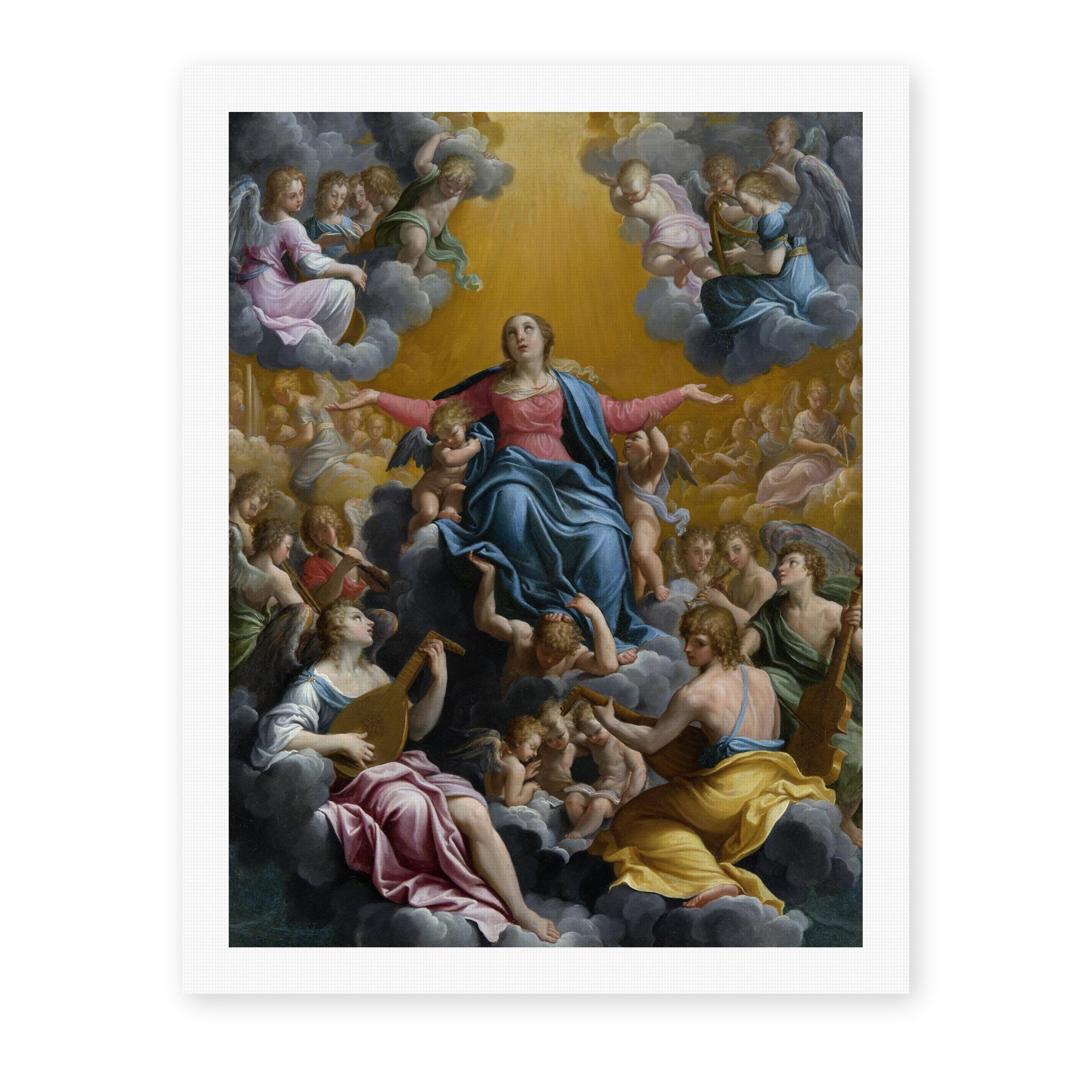 Guido Reni's 'The assumption of the Virgin Mary' painting reproduced as a rolled canvas print