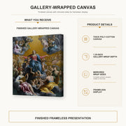 Guido Reni - The assumption of the Virgin Mary gallery wrap canvas construction and hanging details infographic