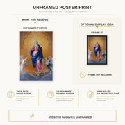 Guido Reni - The Immaculate Conception poster print size comparison and framing display infographic