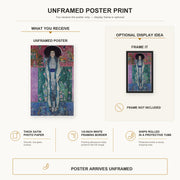 Gustav Klimt - Adele Bloch-Bauer II poster print size comparison and framing display infographic