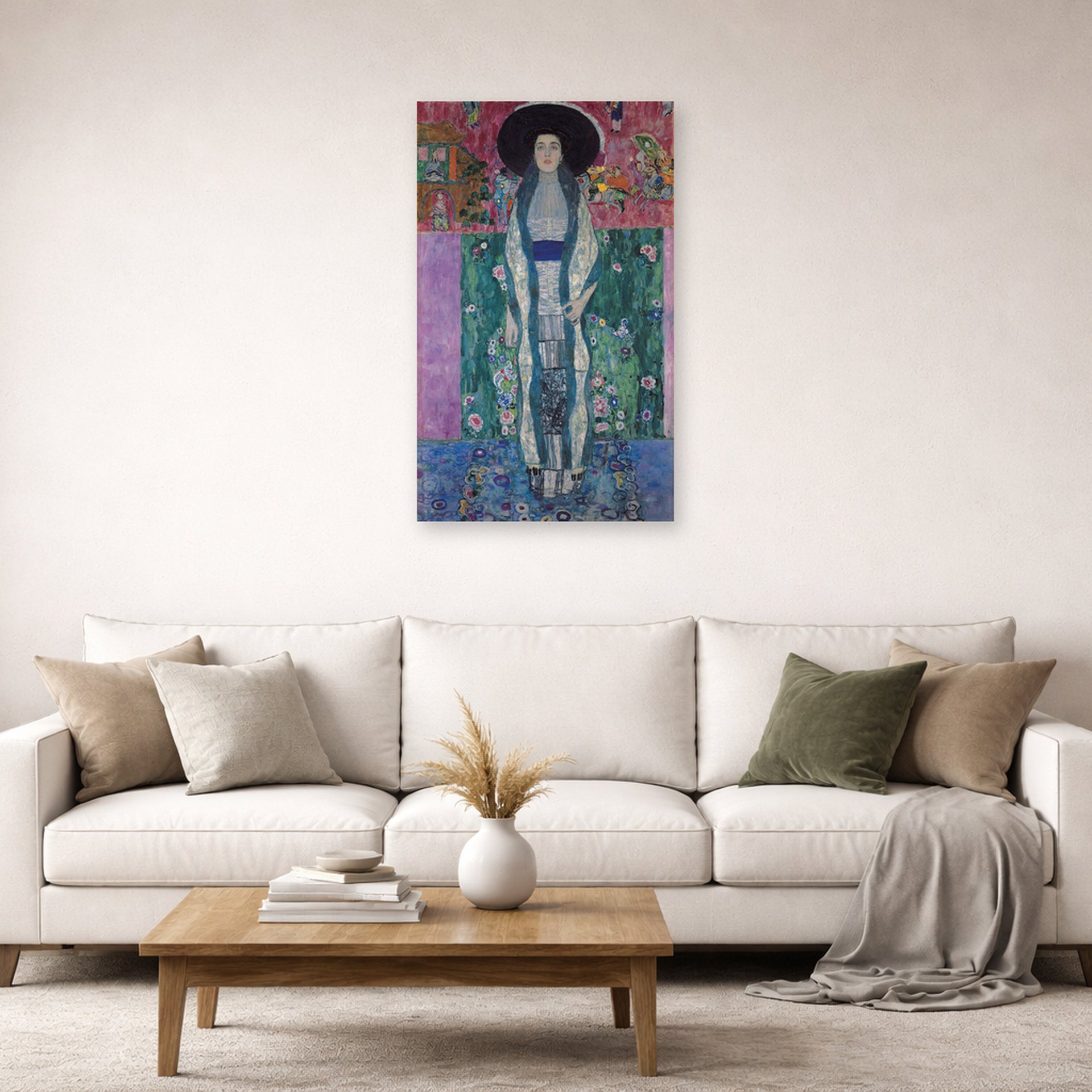 Unframed poster print of Gustav Klimt's 'Adele Bloch-Bauer II' displayed on a wall in a living room (image 2 of 2)
