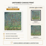 Gustav Klimt - Apple Tree canvas print size comparison and framing display infographic
