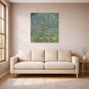 Gallery-wrapped canvas print of Gustav Klimt's 'Apple Tree' displayed on a wall in a living room (image 1 of 2)
