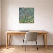Gallery-wrapped canvas print of Gustav Klimt's 'Apple Tree' displayed on a wall in an office