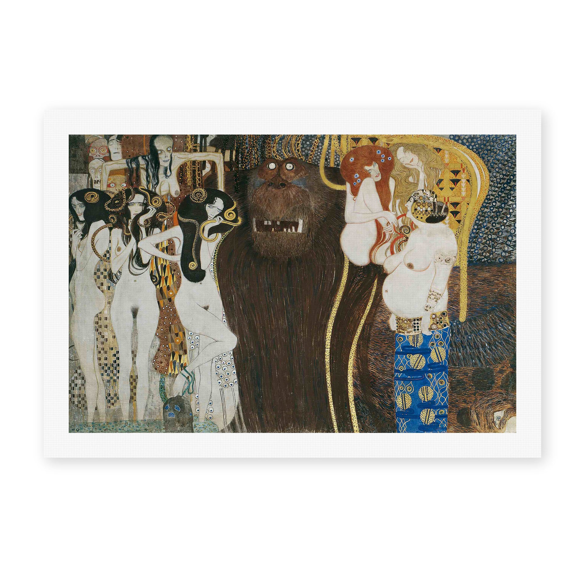 Gustav Klimt's 'Beethoven Frieze' painting reproduced as a rolled canvas print