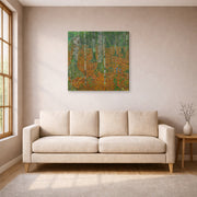 Gallery-wrapped canvas print of Gustav Klimt's 'Birch Forest' displayed on a wall in a living room (image 1 of 2)