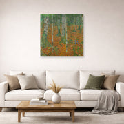 Unframed poster print of Gustav Klimt's 'Birch Forest' displayed on a wall in a living room (image 2 of 2)