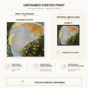 Gustav Klimt - Danae poster print size comparison and framing display infographic