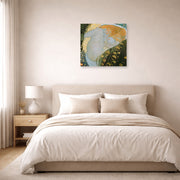 Unframed poster print of Gustav Klimt's 'Danae' displayed on a wall in a bedroom
