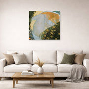 Unframed poster print of Gustav Klimt's 'Danae' displayed on a wall in a living room (image 2 of 2)
