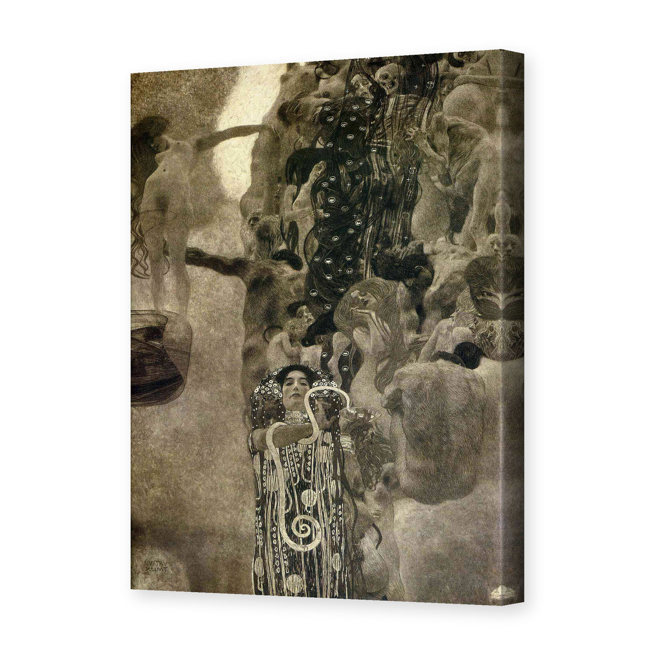 Gustav Klimt's 'Faculty Paintings' painting reproduced as a gallery-wrapped canvas print