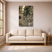 Gallery-wrapped canvas print of Gustav Klimt's 'Faculty Paintings' displayed on a wall in a living room (image 1 of 2)