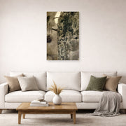Unframed poster print of Gustav Klimt's 'Faculty Paintings' displayed on a wall in a living room (image 2 of 2)
