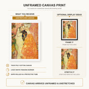 Gustav Klimt - Freundinnen canvas print size comparison and framing display infographic