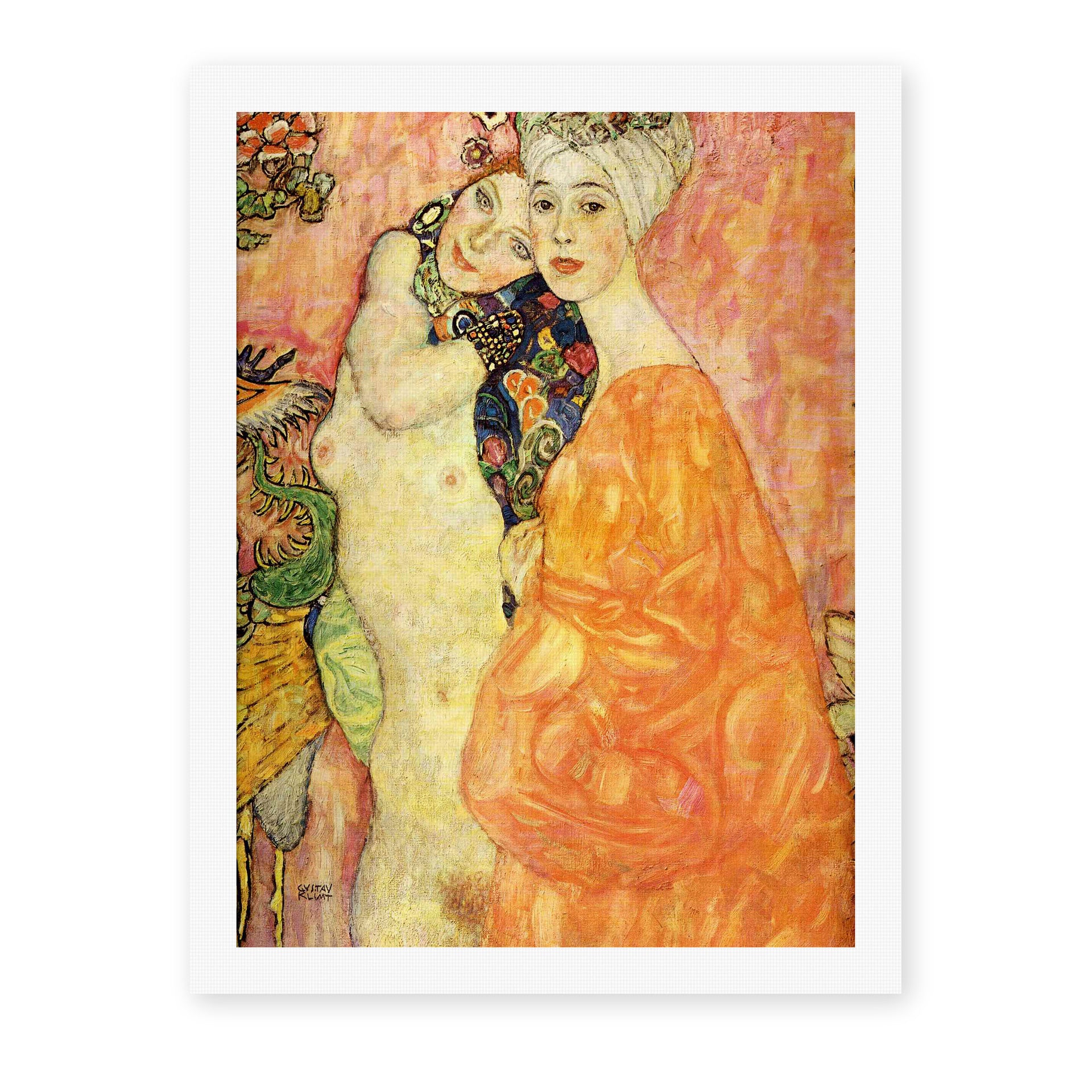 Gustav Klimt's 'Freundinnen' painting reproduced as a rolled canvas print