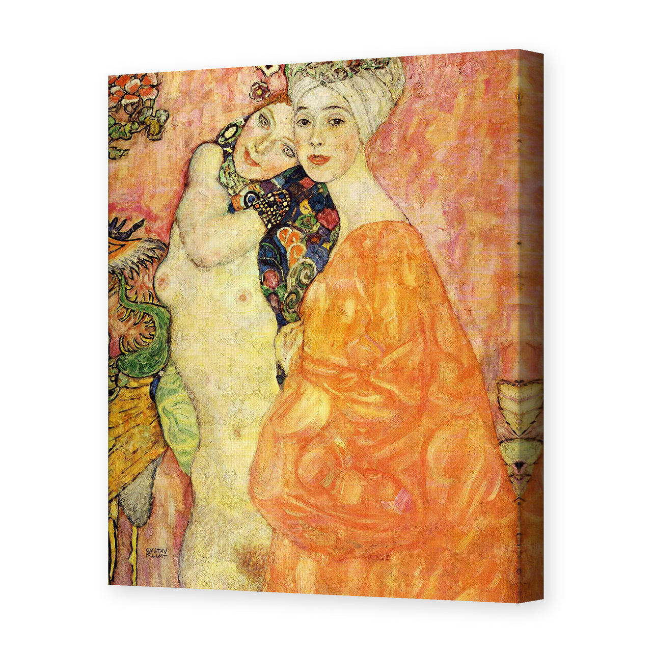 Gustav Klimt's 'Freundinnen' painting reproduced as a gallery-wrapped canvas print