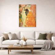 Gallery-wrapped canvas print of Gustav Klimt's 'Freundinnen' displayed on a wall in a living room (image 2 of 2)