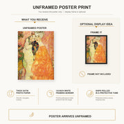 Gustav Klimt - Freundinnen poster print size comparison and framing display infographic
