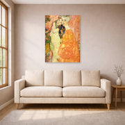Unframed poster print of Gustav Klimt's 'Freundinnen' displayed on a wall in a living room (image 1 of 2)