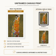 Gustav Klimt - Hope II 1907 canvas print size comparison and framing display infographic