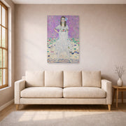 Unframed poster print of Gustav Klimt's 'Mäda Primavesi' displayed on a wall in a living room (image 1 of 2)