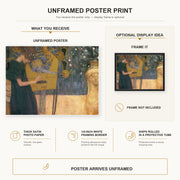 Gustav Klimt - Music poster print size comparison and framing display infographic