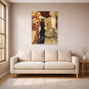 Unframed poster print of Gustav Klimt's 'The Bride Unfinished' displayed on a wall in a living room (image 1 of 2)