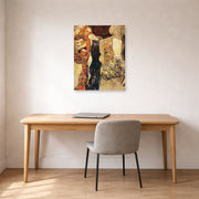 Unframed poster print of Gustav Klimt's 'The Bride Unfinished' displayed on a wall in an office
