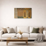 Gallery-wrapped canvas print of Gustav Klimt's 'The Gaurdian' displayed on a wall in a living room (image 2 of 2)