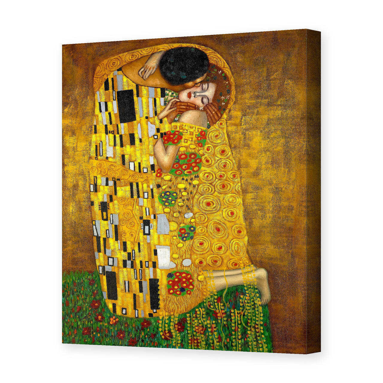 Gustav Klimt's 'The Kiss' painting reproduced as a gallery-wrapped canvas print