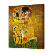 Gustav Klimt's 'The Kiss' painting reproduced as a gallery-wrapped canvas print