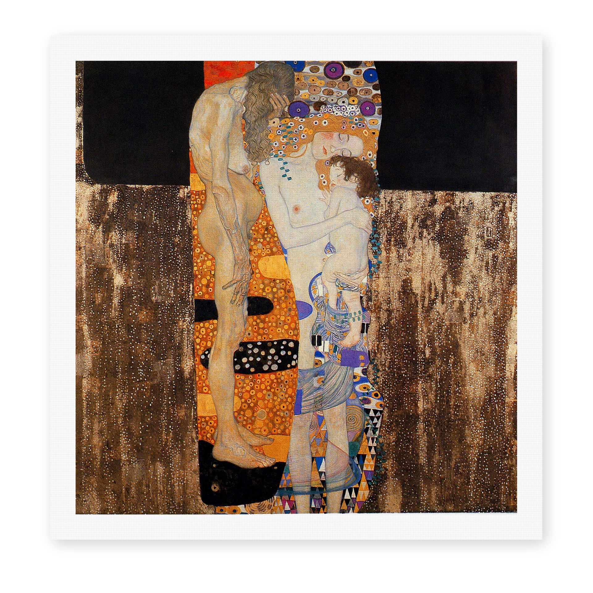Gustav Klimt's 'The Three Ages of Woman' painting reproduced as a rolled canvas print