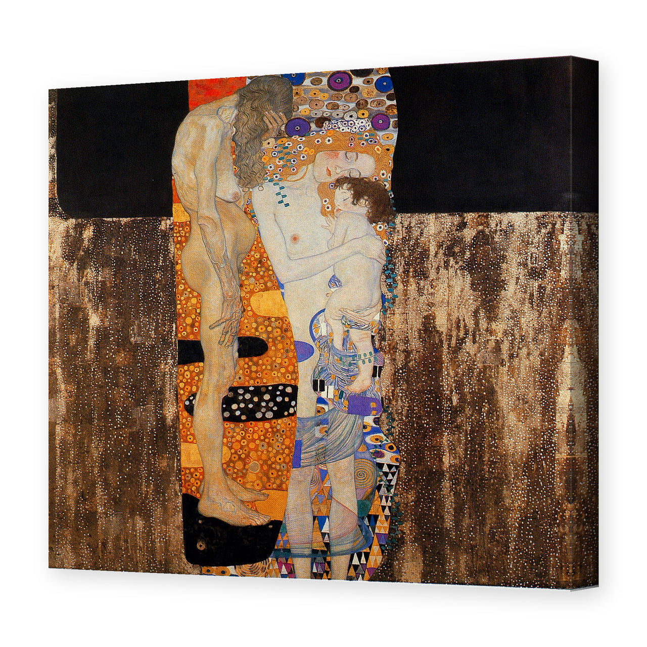 Gustav Klimt's 'The Three Ages of Woman' painting reproduced as a gallery-wrapped canvas print
