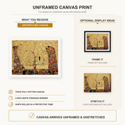 Gustav Klimt - The Tree of Life canvas print size comparison and framing display infographic