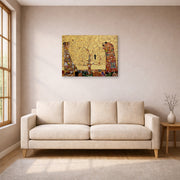 Gallery-wrapped canvas print of Gustav Klimt's 'The Tree of Life' displayed on a wall in a living room (image 1 of 2)
