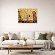 Unframed poster print of Gustav Klimt's 'The Tree of Life' displayed on a wall in a living room (image 2 of 2)