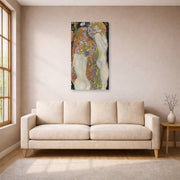 Unframed poster print of Gustav Klimt's 'Water Snakes II' displayed on a wall in a living room (image 1 of 2)