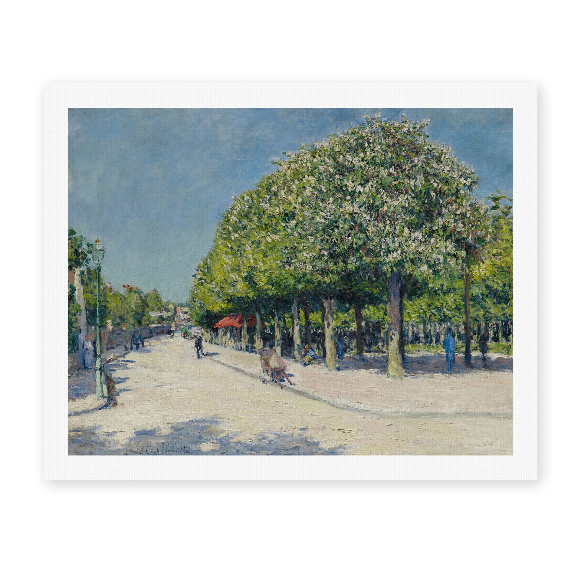 Gustave Caillebotte's 'Argenteuil Fete Foraine' painting reproduced as a rolled canvas print
