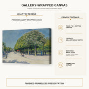 Gustave Caillebotte - Argenteuil Fete Foraine gallery wrap canvas construction and hanging details infographic